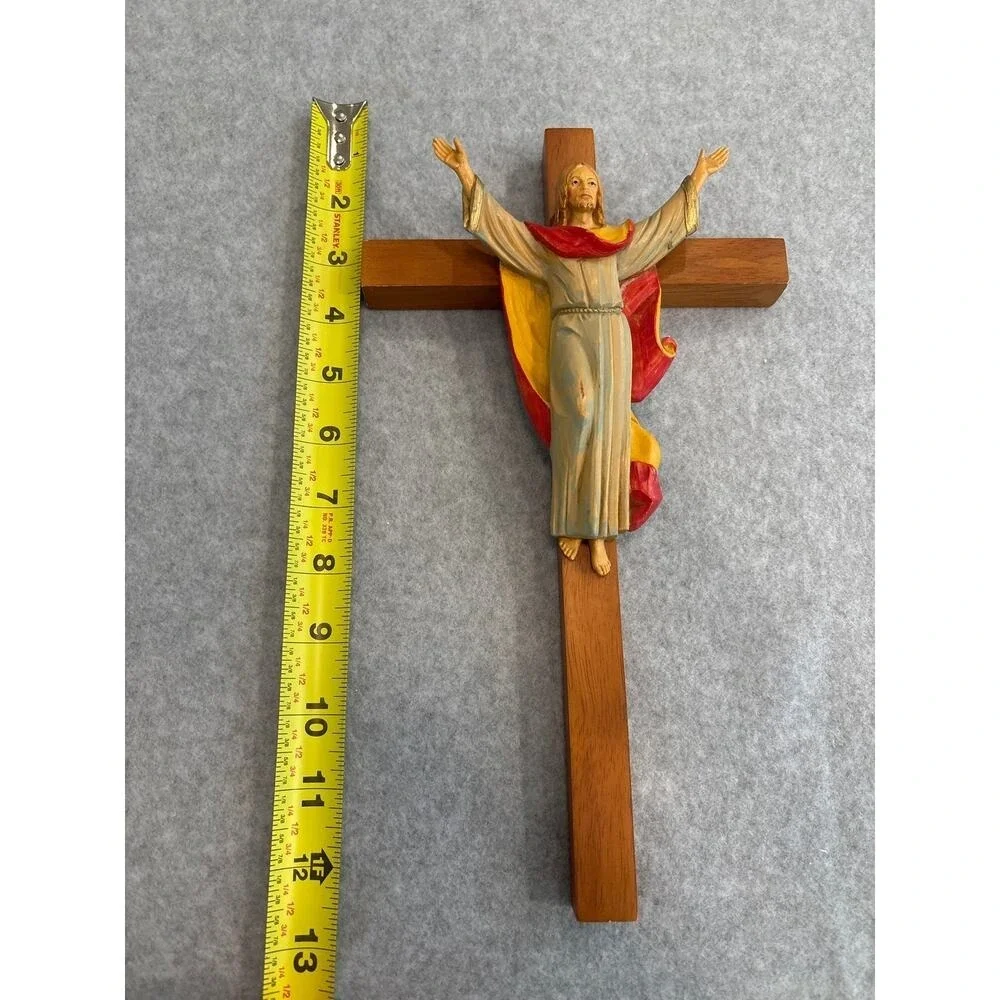 Genuine Fontanini Corpus Christ Made in Italy Wood Cross Religious Wall Decor